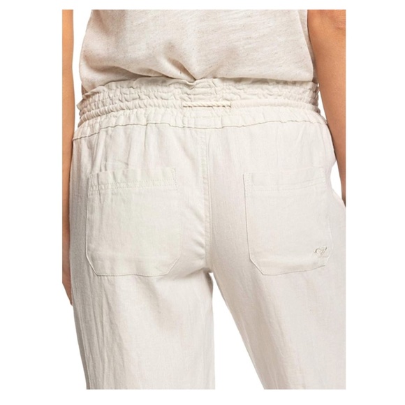 ROXY Oceanside Linen Blend Straight Leg Pants Size Small Stone - Picture 4 of 16